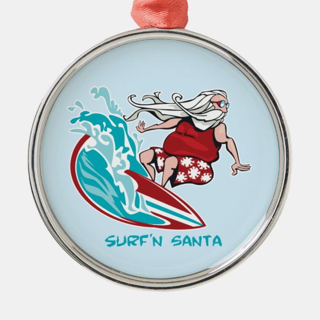 Surf'n Santa Julgransprydnad Metall (Framsidan)