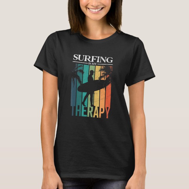 Surfning är min terapeutiska surfboard t shirt (Framsida)