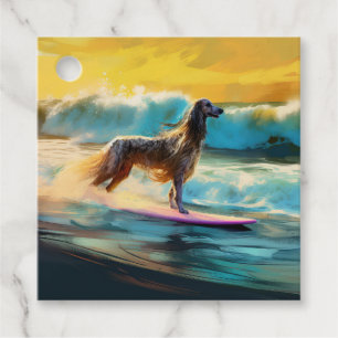 Surfning av afghansk hound Beach-färg Gåvor Etiketter