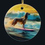 Surfning av afghansk hound Beach-färg Julgransprydnad Keramik<br><div class="desc">Lägg dig i den lekande världen i hund äventyr med den här fängslande målningen. En andlig hund tar sig till vågar och kör skickligt surfan på en strand som kysstes av sol. Den sjudande konsten fångar på ett vackert sätt kärnan i den upphetsning som finns vid sidan av när hund...</div>