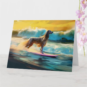 Surfning av afghansk hound Beach-färg Kort