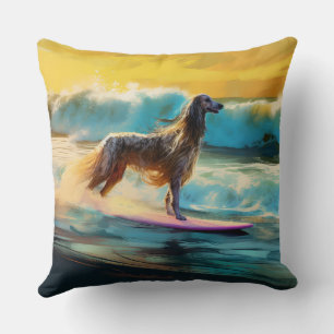 Surfning av afghansk hound Beach-färg Kudde