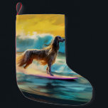 Surfning av afghansk hound Beach-färg Liten Julstrumpa<br><div class="desc">Lägg dig i den lekande världen i hund äventyr med den här fängslande målningen. En andlig hund tar sig till vågar och kör skickligt surfan på en strand som kysstes av sol. Den sjudande konsten fångar på ett vackert sätt kärnan i den upphetsning som finns vid sidan av när hund...</div>