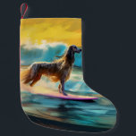 Surfning av afghansk hound Beach-färg Liten Julstrumpa<br><div class="desc">Lägg dig i den lekande världen i hund äventyr med den här fängslande målningen. En andlig hund tar sig till vågar och kör skickligt surfan på en strand som kysstes av sol. Den sjudande konsten fångar på ett vackert sätt kärnan i den upphetsning som finns vid sidan av när hund...</div>