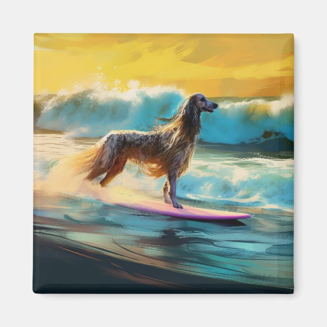 Surfning av afghansk hound Beach-färg Magnet (Framsidan)