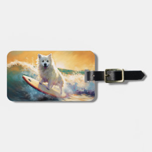 Surfning av amerikansk eskimo Beach-färg Bagagebricka