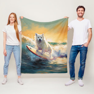 Surfning av amerikansk eskimo Beach-färg Fleecefilt