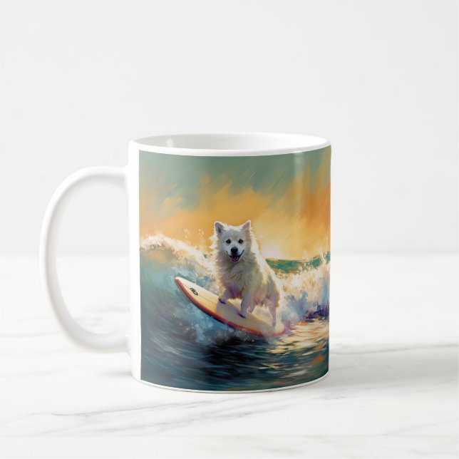 Surfning av amerikansk eskimo Beach-färg Kaffemugg (Vänster)