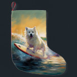 Surfning av amerikansk eskimo Beach-färg Liten Julstrumpa<br><div class="desc">Lägg dig i den lekande världen i hund äventyr med den här fängslande målningen. En andlig hund tar sig till vågar och kör skickligt surfan på en strand som kysstes av sol. Den sjudande konsten fångar på ett vackert sätt kärnan i den upphetsning som finns vid sidan av när hund...</div>