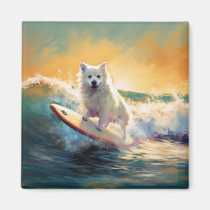 Surfning av amerikansk eskimo Beach-färg Magnet