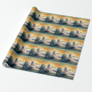 Surfning av amerikansk eskimo Beach-färg Presentpapper