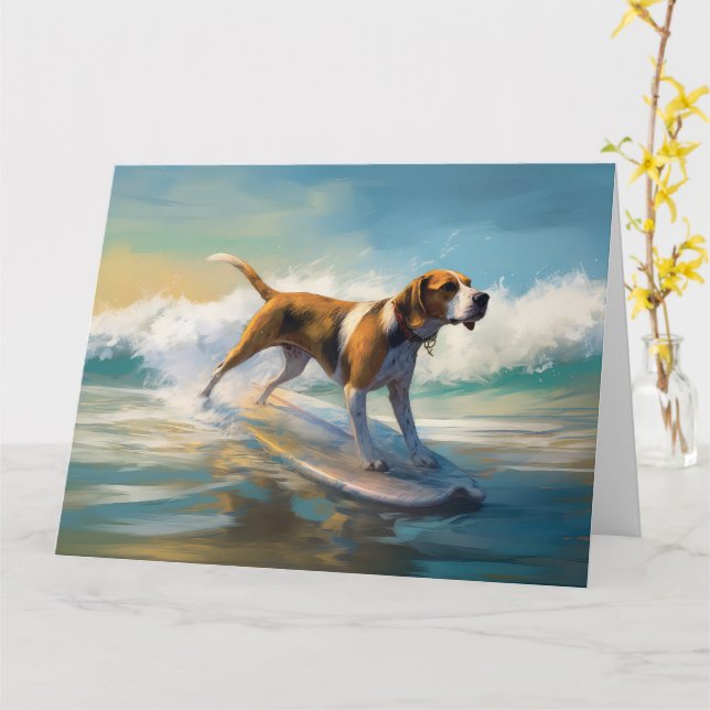 Surfning av amerikanska motorligh Foxhound Beach Kort (Gul blomma)