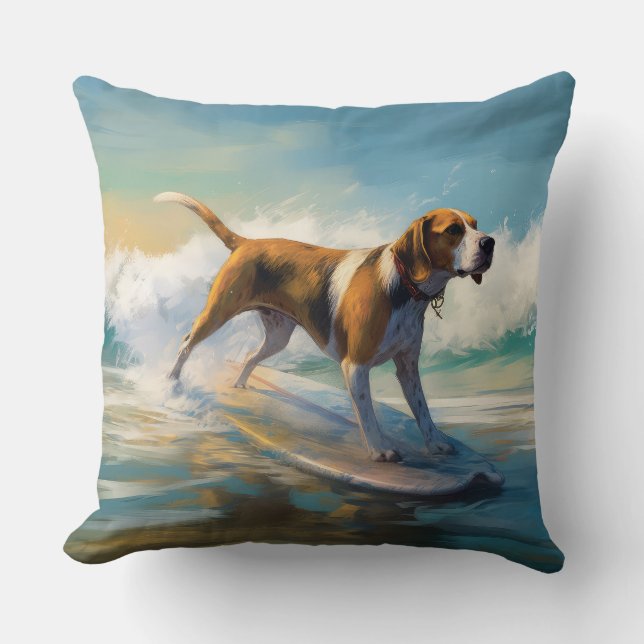 Surfning av amerikanska motorligh Foxhound Beach Kudde (Framsida)