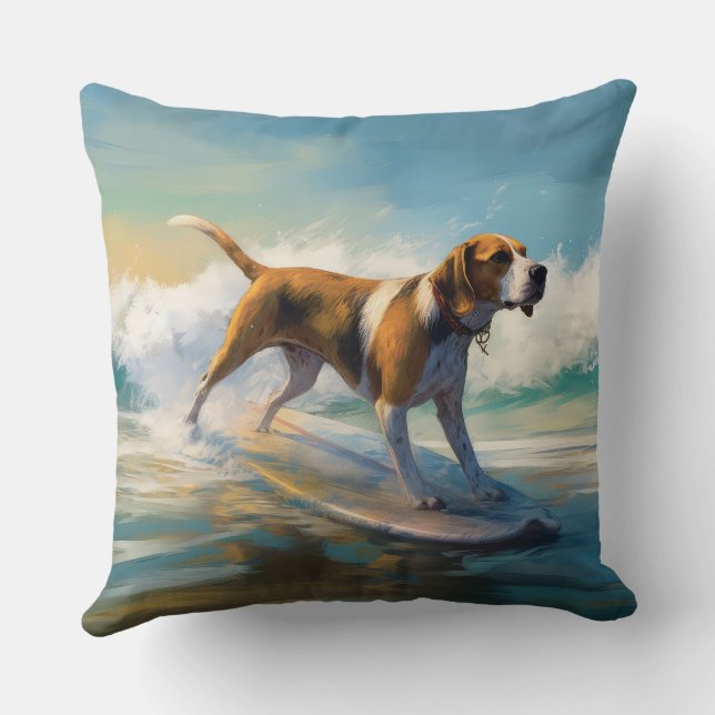 Surfning av amerikanska motorligh Foxhound Beach Kudde (Baksida)
