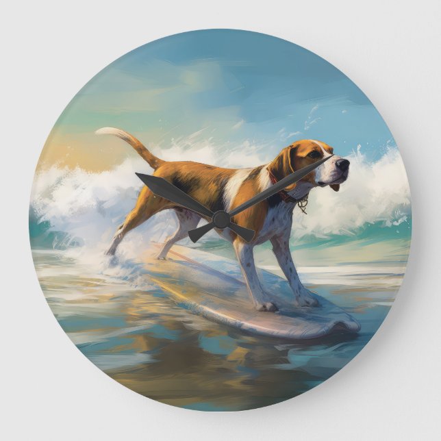 Surfning av amerikanska motorligh Foxhound Beach Stor Klocka (Framsida)