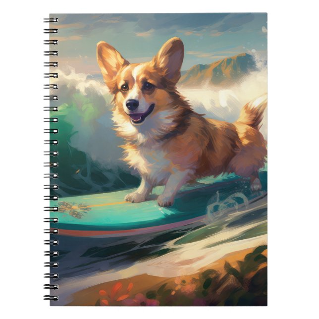 Surfning av Corgi Beach-färg Anteckningsbok (Framsidan)