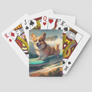 Surfning av Corgi Beach-färg Casinokort