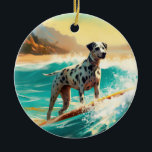 Surfning av Dalformation Beach-färg Julgransprydnad Keramik<br><div class="desc">Lägg dig i den lekande världen i hund äventyr med den här fängslande målningen. En andlig hund tar sig till vågar och kör skickligt surfan på en strand som kysstes av sol. Den sjudande konsten fångar på ett vackert sätt kärnan i den upphetsning som finns vid sidan av när hund...</div>