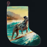 Surfning av Dalformation Beach-färg Liten Julstrumpa<br><div class="desc">Lägg dig i den lekande världen i hund äventyr med den här fängslande målningen. En andlig hund tar sig till vågar och kör skickligt surfan på en strand som kysstes av sol. Den sjudande konsten fångar på ett vackert sätt kärnan i den upphetsning som finns vid sidan av när hund...</div>