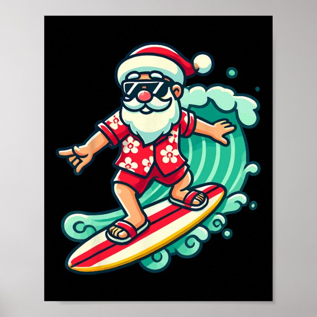 Surfning av den tropiska jultomten Julafton i Poster (Framsidan)