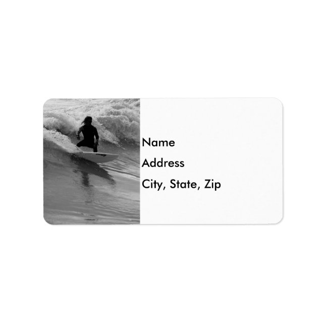 Surfning av den Vinkara gråskalan Adressetikett (Framsidan)