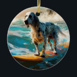 Surfning av engelska Setter Beach Painting Julgransprydnad Keramik<br><div class="desc">Lägg dig i den lekande världen i hund äventyr med den här fängslande målningen. En andlig hund tar sig till vågar och kör skickligt surfan på en strand som kysstes av sol. Den sjudande konsten fångar på ett vackert sätt kärnan i den upphetsning som finns vid sidan av när hund...</div>