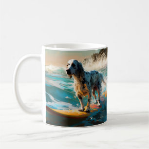 Surfning av engelska Setter Beach Painting Kaffemugg