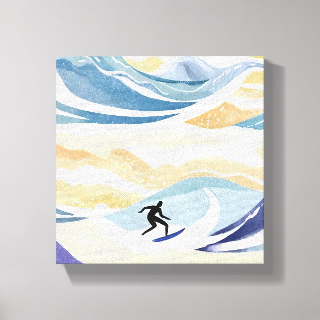 Surfning av vågorna | Contemporary Vattenskärg Canvastryck (Framsida)