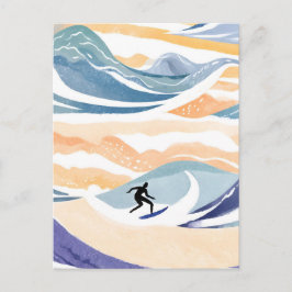 Surfning av vågorna | Contemporary Vattenskärg Vykort