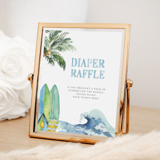 Surfning Diaper Raffle Sign Poster