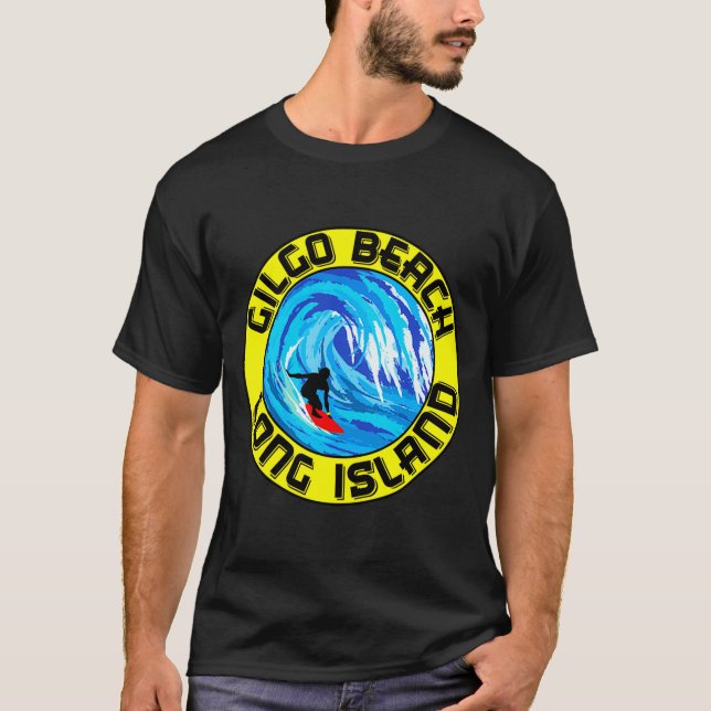 Surfning Gilgo Beach Long Island New York Surf Sur T Shirt (Framsida)