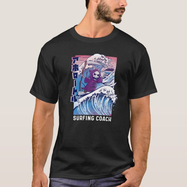 Surfning Grim Reaper Roligt Surfer T Shirt (Framsida)