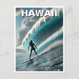 Surfning i Hawaii Surfer Girl Wave Vykort