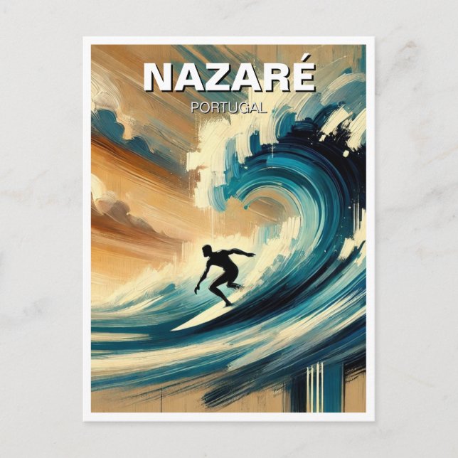 Surfning i Nazare Portugal Vykort (Framsida)