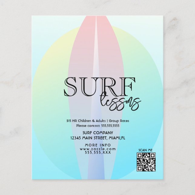Surfning lektion vuxna barn företag  flygblad (Framsidan)