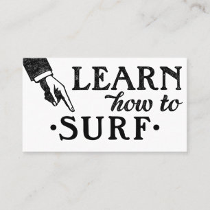 Surfning Lessons-Affärskort - Coolans Vintage Visitkort