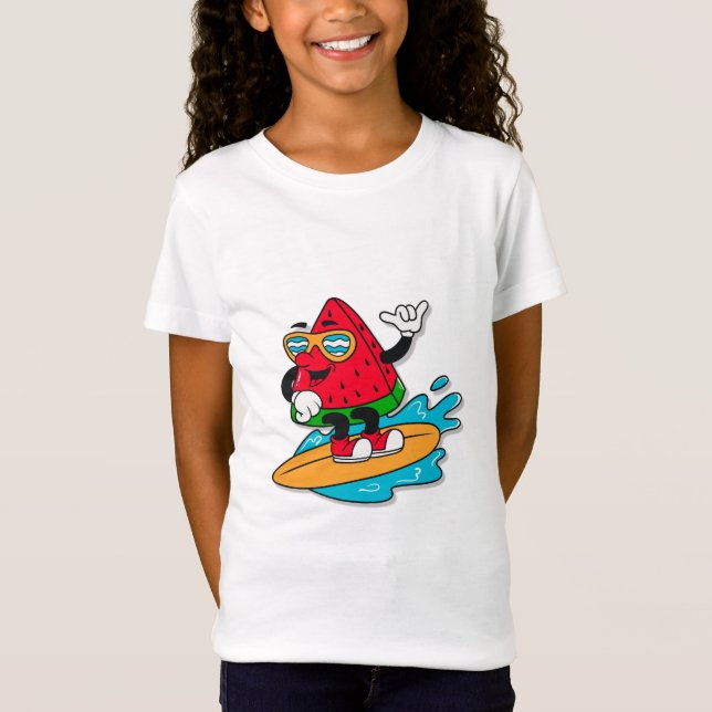 Surfning med Cute retro-vattenmelon T Shirt (Framsida)