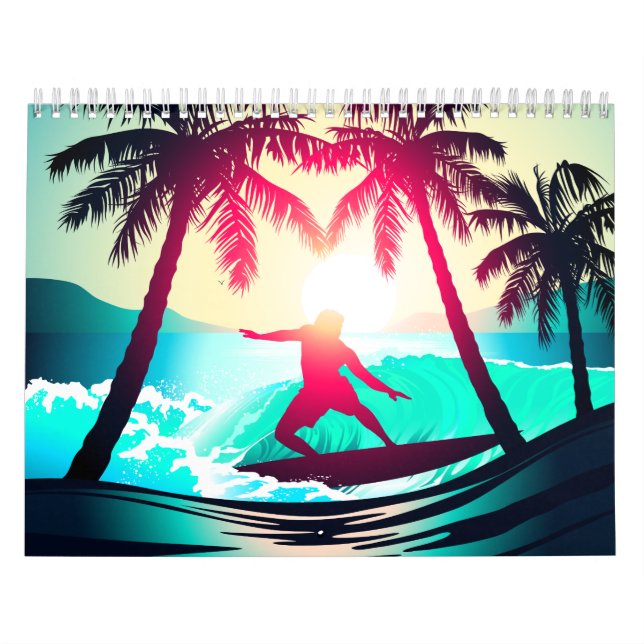 Surfning med handflatan träd kalender (Omslag)