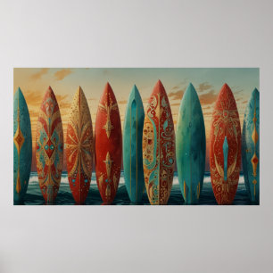 Surfning Ocean Vinkar sommarsolnedgång (grytavlor) Poster