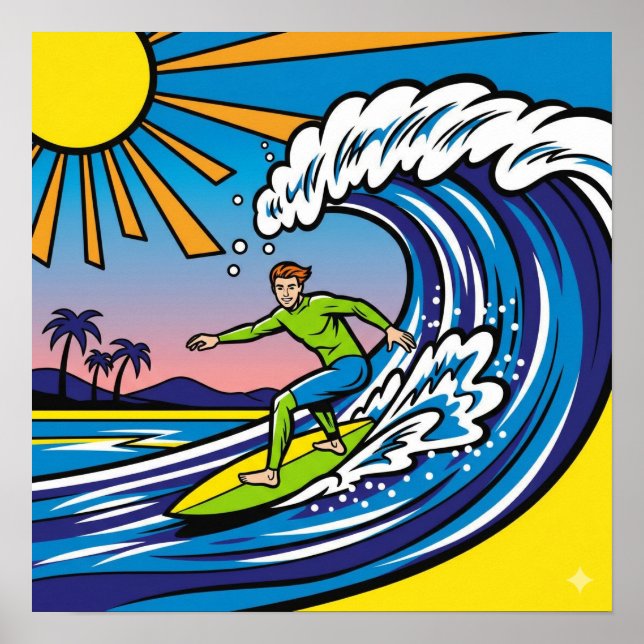 Surfning Pop Art Poster (Framsidan)