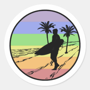 Surfning Runt Klistermärke