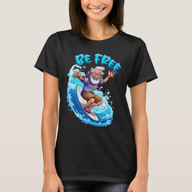 Surfning Sommaravacation Surfer Ocean Beach T Shirt (Framsida)