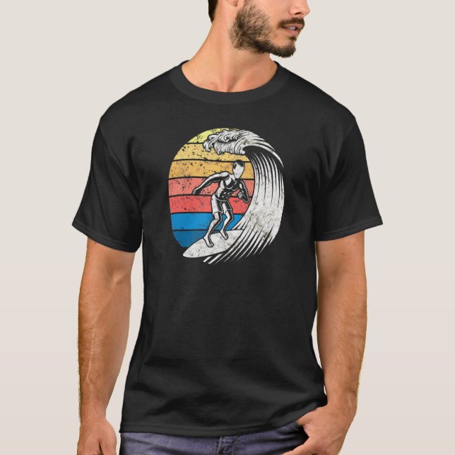 Surfning Surfer Sunset Surfboard Wave T Shirt (Framsida)