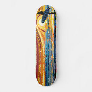Surfning the Sunset: A Dot Art Odyssey Mini Skateboard Bräda 18,5 Cm