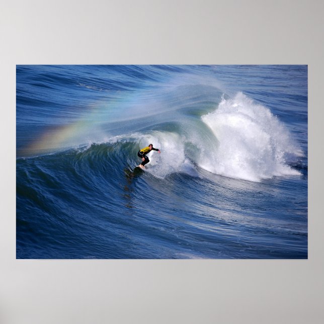 Surfning under ett regnbågsutskrift poster (Framsidan)