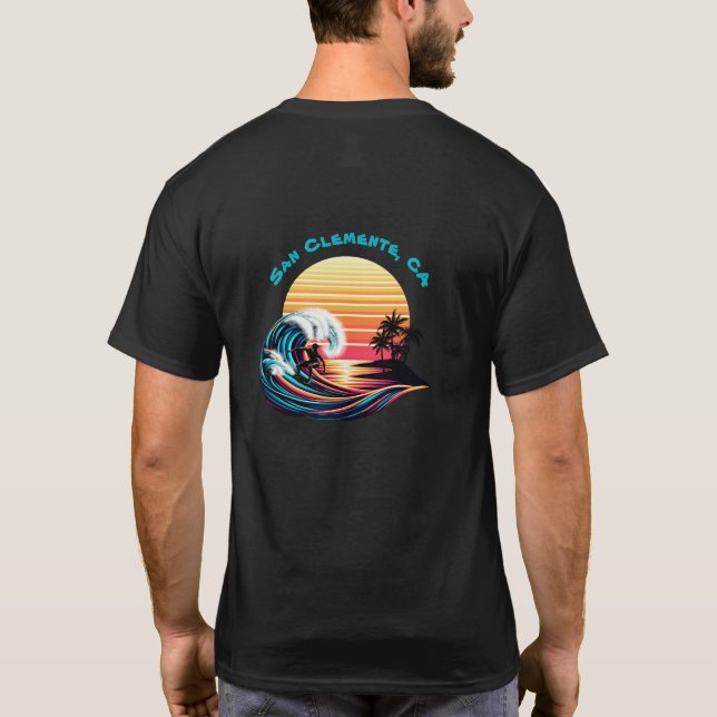 Surfning vid solnedgång t shirt (Baksida)