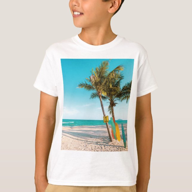 Surfor på stranden dekorativ kudde t shirt (Framsida)