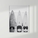 Surfor vid Svarta och vita kustområden Poster<br><div class="desc">Sommaren och äventyr vid kusten till din dekoration med "Surfan vid Svarta havet Poster". Den här fängslande svartvita fotografiet har tre surfingbrädor som stöttas mot en vägg, vilket ger uttryck för det avslappnade och omsorgsfulla vibeståndet av kustboende. Den enkla, men ändå slående sammansättningen fångar strandkulturens och surfningens innersta väsen. Idealisk...</div>
