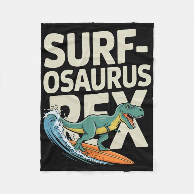 Surfosaurus Rex Rolig Surfande Dinosaurie  Fleecefilt (Framsidan)