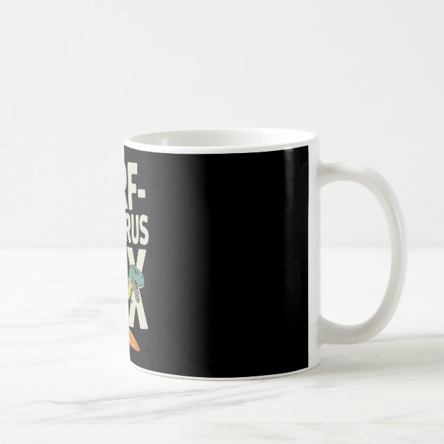 Surfosaurus Rex Roligt Surfande Dinosaurie  Kaffemugg (Höger)